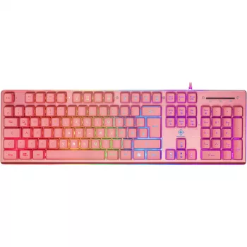 Deltaco GAM-021-RGB-P-DE - tamanho completo (100%) - USB - interruptores de membrana - QWERTZ - rosa