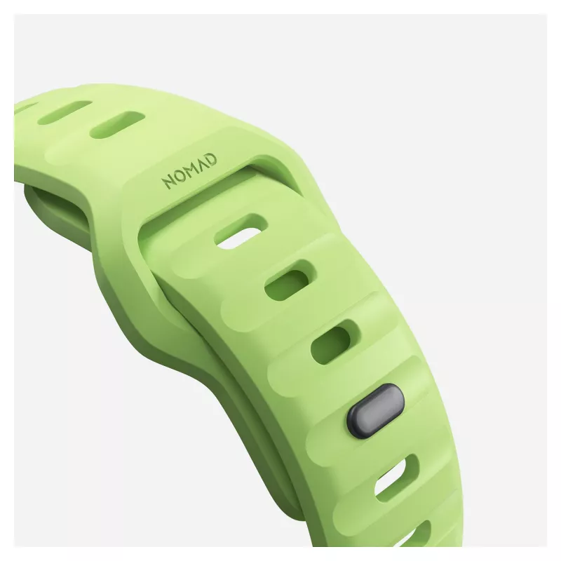 Pulseira Nomad Sport Band verde-clara de borracha — largura 21,5 mm, pulso 160–195 mm