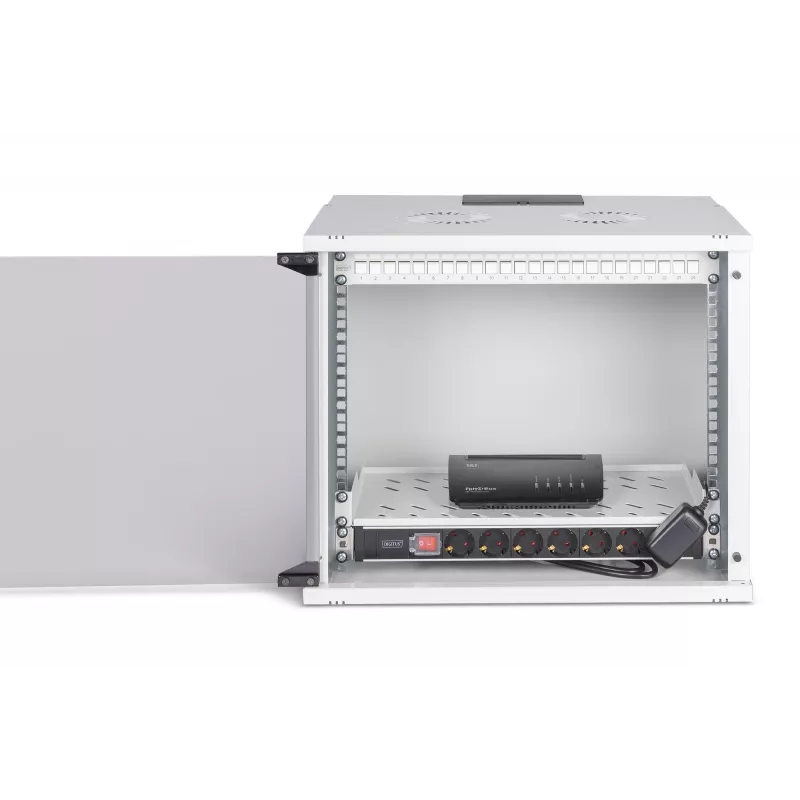 DIGITUS SOHO Pro DN-49204-SET kit de rede de parede 19" 9U com acessórios, 540 x 400 mm, cinzento