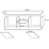 Móvel de TV cama meble SOHO 140x43x37 cm — tampo caxemira, estrutura preta