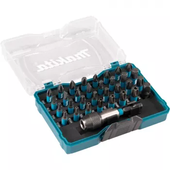 Conjunto de bits Impact preto E-12441, 33 peças (azul, 1/4, para parafusadeira de impacto)