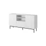 Cómoda PAFOS sobre estrutura de aço preta 150x40x90 cm branco mate