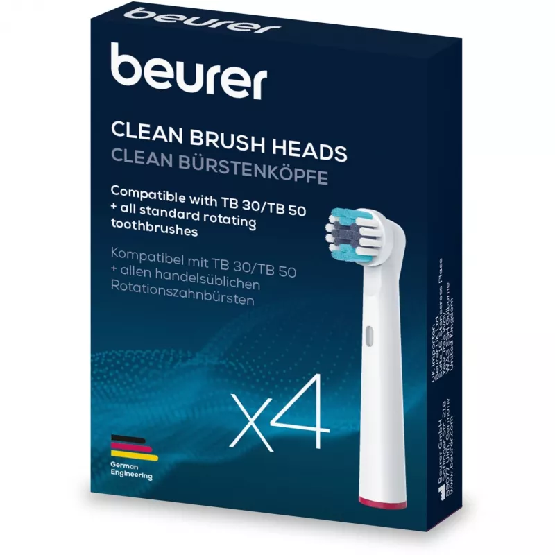 Cabeças de escova de substituição Beurer 10156 – pack de 4, compatíveis com escovas de dentes elétricas da Beurer