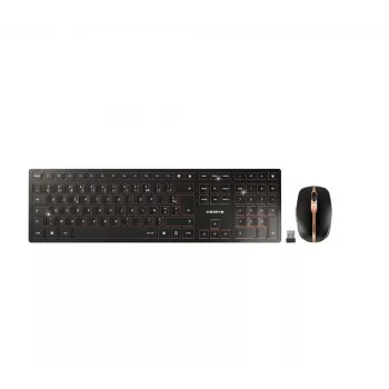 Teclado CHERRY DW 9100 fino com rato incluído universal RF sem fios + Bluetooth AZERTY francês preto