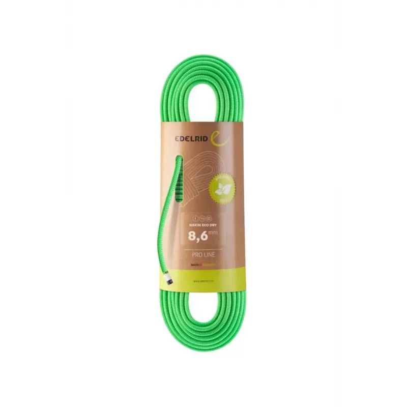 Corda estática Siskin Eco Dry 8,6 mm, 70 m, verde néon
