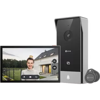 Videoporteiro EZVIZ HP5 7 polegadas (17,8 cm) kit interior/exterior, 1080p, 2,4/5 GHz Wi-Fi, MicroSD até 512 GB, à prova de água