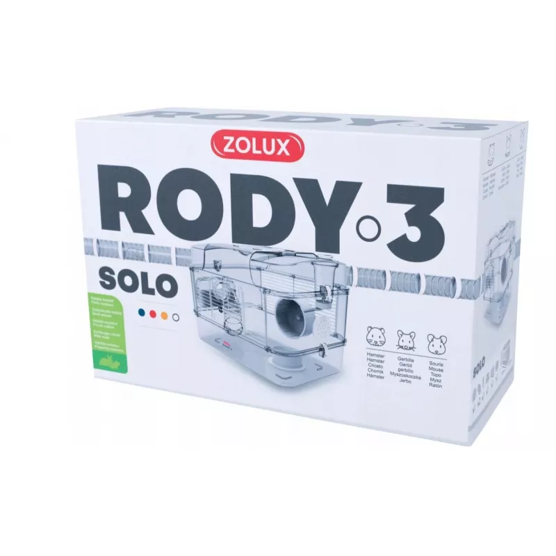 Gaiola ZOLUX RODY3 SOLO branca — habitat compacto individual para hamsters, metal/plástico, 410×280×270 mm