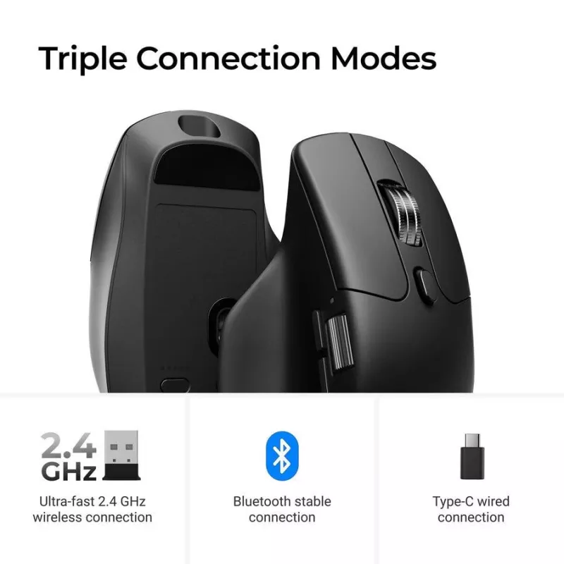 Rato Keychron M6 destro universal — ótico, RF sem fios + Bluetooth + USB-C, 30000 DPI, preto