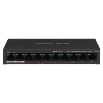 Switch Mercusys MS110P 10 portas 10/100Mbps POE+ 8 portas (versão 1.0)