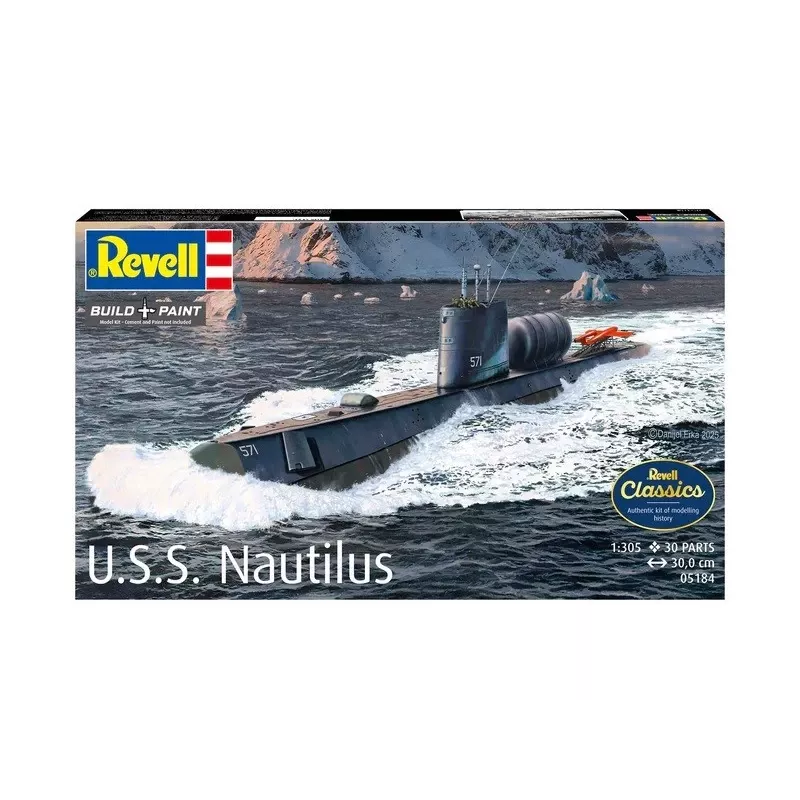 Maquete de navio em plástico REVELL U.S.S. Nautilus escala 1:305, kit 05184