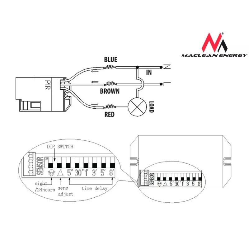 Detetor de movimento sensor infravermelho passivo Maclean MCE32