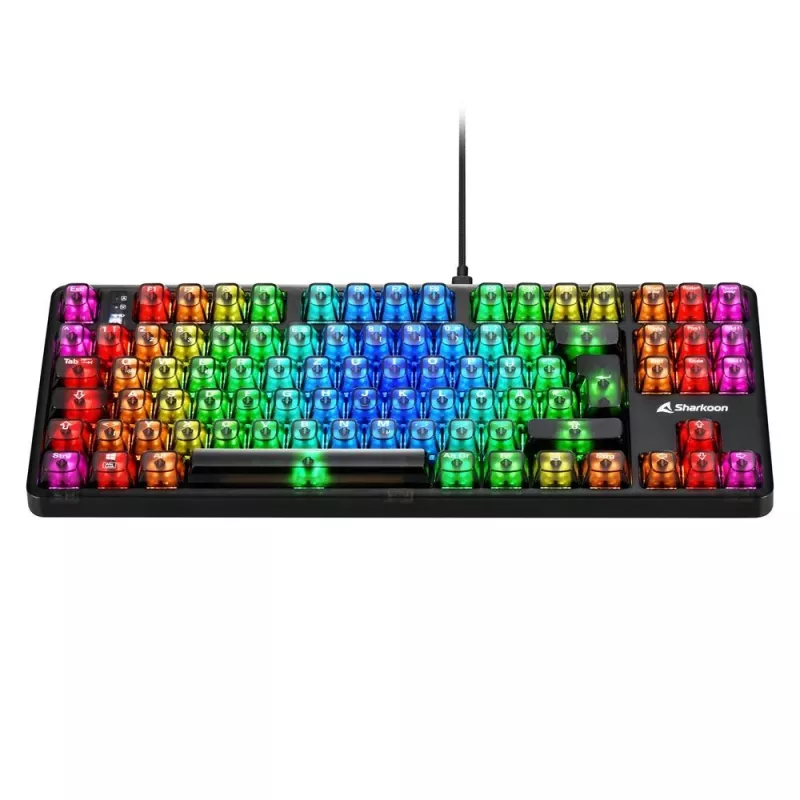 Teclado Gaming mecânico Sharkoon Crystal Shark preto DE com iluminação RGB