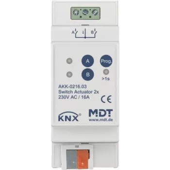Atuador de comutação MDT 2 vias 2TE REG 16A 230VACKompakt 70µF 10EVG AKK-0216.03