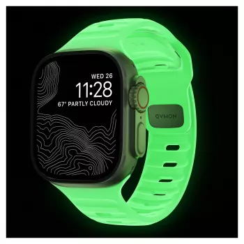 Pulseira Nomad Sport Band verde-clara de borracha — largura 21,5 mm, pulso 160–195 mm