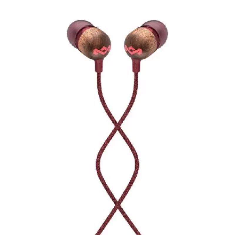 The House Of Marley Smile Jamaica Headset com fios in-ear chamadas/música vermelho, madeira