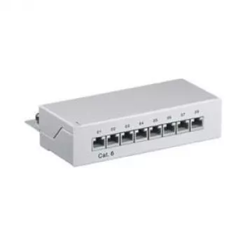 Patch panel CAT 6 Mini/Desktop Wentronic Goobay, 8 portas, cinzento - STP blindado, cinzento (93047)