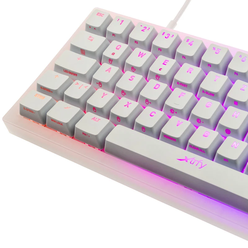 Teclado gaming mecânico TKL XTRFY K5 RGB – tenkeyless, transparente/branco