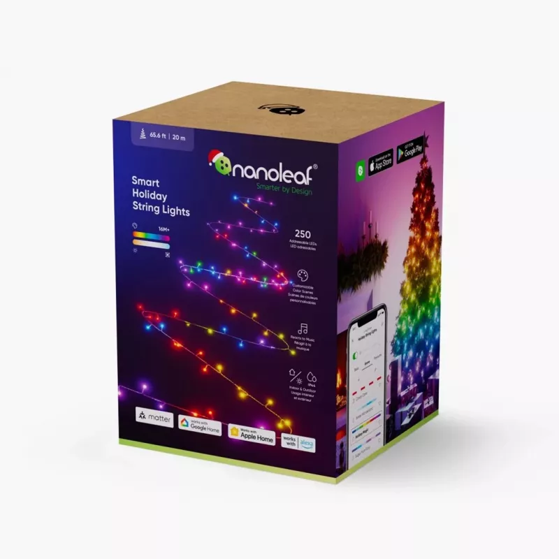 Fita de luzes inteligente de Natal NANOLEAF 1D STARTER KIT 250 LED 20 m IP44 (NF084K02-20XLS)