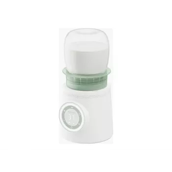 Aquecedor de biberões Momcozy MW003-WH12BA-A — bateria 80W, controlo tátil, verde/transparente/branco