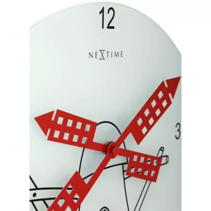 Relógio de parede NeXtime 8807 Windmil, Ø30 cm, branco/preto/vermelho