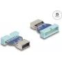 Adaptador USB DeLOCK barra de pinos (macho) para fêmea USB Type-E interna, 5 Gbit/s, azul