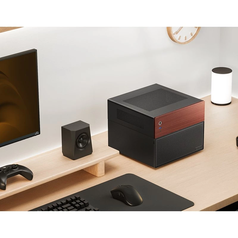 Caixa Microtower Jonsbo N4 preta Aço robusto Caixa de PC compacta