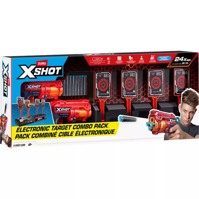 Alvo interativo XSHOT & Fury 4 pack de 2, pistola de dardos