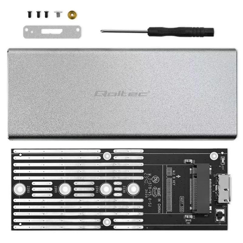 Caixa de alumínio QOLTEC 51833 para SSD M.2, SATA para USB 3.0, suporta até 2 TB