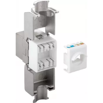 Goobay 90864 Cat.6A Keystone RJ45 Ficha fêmea, STP blindada, Slim Line
