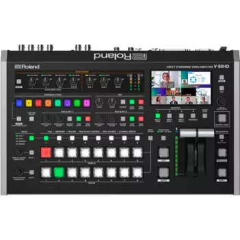 Misturador de vídeo Roland V-80HD 8 canais para streaming direto, 1080/60p, ecrã LCD de 4,3