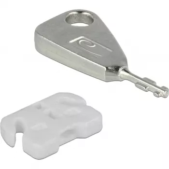 Conjunto de bloqueadores de porta USB para conector fêmea USB-A, fecho de encaixe Branco/Prateado, 5x bloqueadores de porta USB, 2x chaves