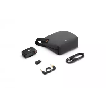 Recetor de microfone DJI Mic 3 suporte de câmara preto – alimentado por pilha, inclui cabo de áudio de 3,5 mm e cabo USB