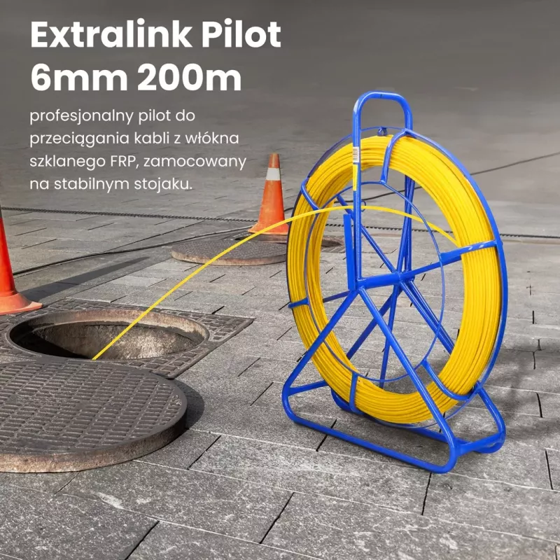 Vareta de puxar cabos Extralink Pilot 6mm 200m fibra de vidro FRP amarelo