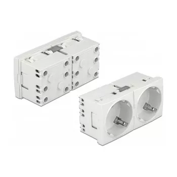 Tomada CEE 7/3 DELOCK Easy 45 — 250 V, 16 A, 4000 W, branco, ABS/PC, 90×45×40 mm