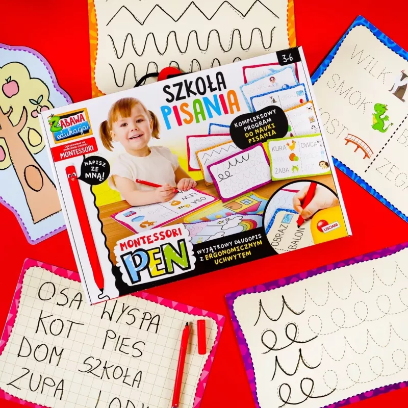 Conjunto de aprendizagem Montessori de escrita com caneta e 18 placas