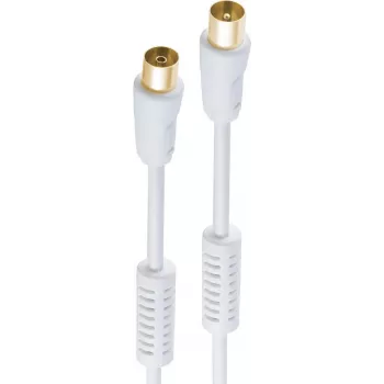 Cabo de ligação de antena shiverpeaks ®-BASIC-S-, 100% blindado, contactos dourados, filtro de corrente de blindagem, 100 dB, branco, 2,0 m (BS80203-128-G)