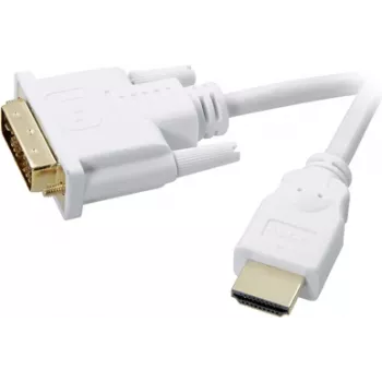 Cabo adaptador DVI / HDMI SpeaKa Professional DVI-D 18+1 polos ficha, HDMI-A ficha 2,00 m branco SP-7870336 contactos banhados a ouro cabo DVI (SP-7870336)