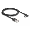 Cabo USB 2.0, ficha USB-A > ficha USB-C (preto, 1 metro, revestido, 90° angular)