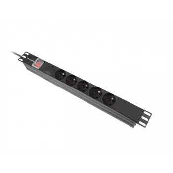 Unidade de distribuição de energia (PDU) Lanberg PDU-05E-0200-IEC-BK 5 saídas AC 1U preta