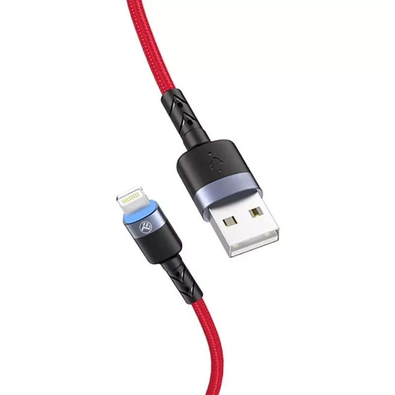 Cabo de dados USB para Lightning Tellur, 3A, 1,2 m, indicador LED, vermelho