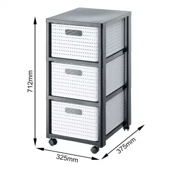 Unidade de gavetas Rotho Country Cinzento Branco, 3 gavetas, Tecnopolímero, 325×712×375 mm, antracite/branco, com rodas de transporte