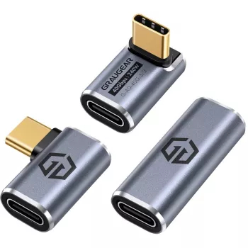 Adaptador USB-C GrauGear G-AD-40G-3 — 40 Gbit/s, alumínio, pack de 3