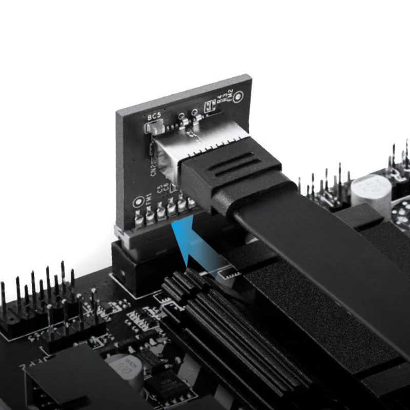 GrauGear adaptador interno de USB 3.0 de 19 pinos para USB 3.1 Type-E de 20 pinos Key A, 90 graus
