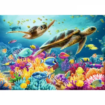 Puzzle Ravensburger Mundo Submarino Azul 1000 peças, jovens/adultos, formato standard