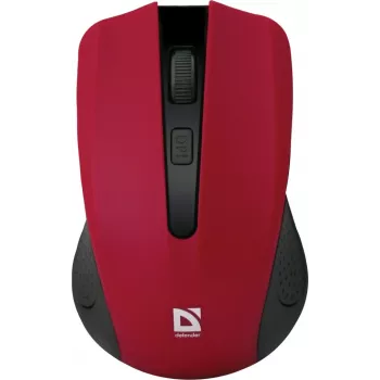 Rato ótico sem fios DEFENDER MM-935 RF – ambidestro, 1600 DPI, vermelho, recetor RF USB, pilhas AAA