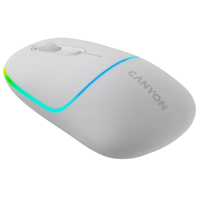 Rato Canyon MW-22 CNS-CMSW22SW – 2 em 1 Bluetooth/2,4 GHz – ótico – 800/1200/1600 DPI – 4 botões – iluminação RGB – recarregável – branco neve