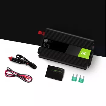 Inversor Grün Cell INV03DE, 12V para 230V, 500 W, 50 Hz, saída 30 A, preto