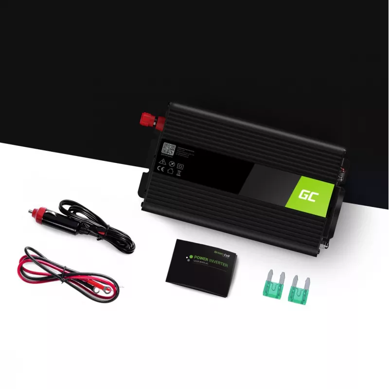 Inversor Green Cell INV03DE, 12V para 230V, 500 W, 50 Hz, saída 30 A, preto