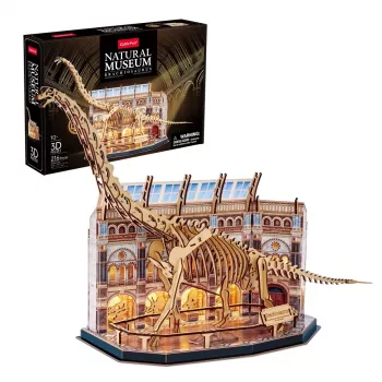 Puzzle 3D LED Dante CubicFun NatMus Brachiosaurus 05447 – modelo educativo de montagem com luz LED