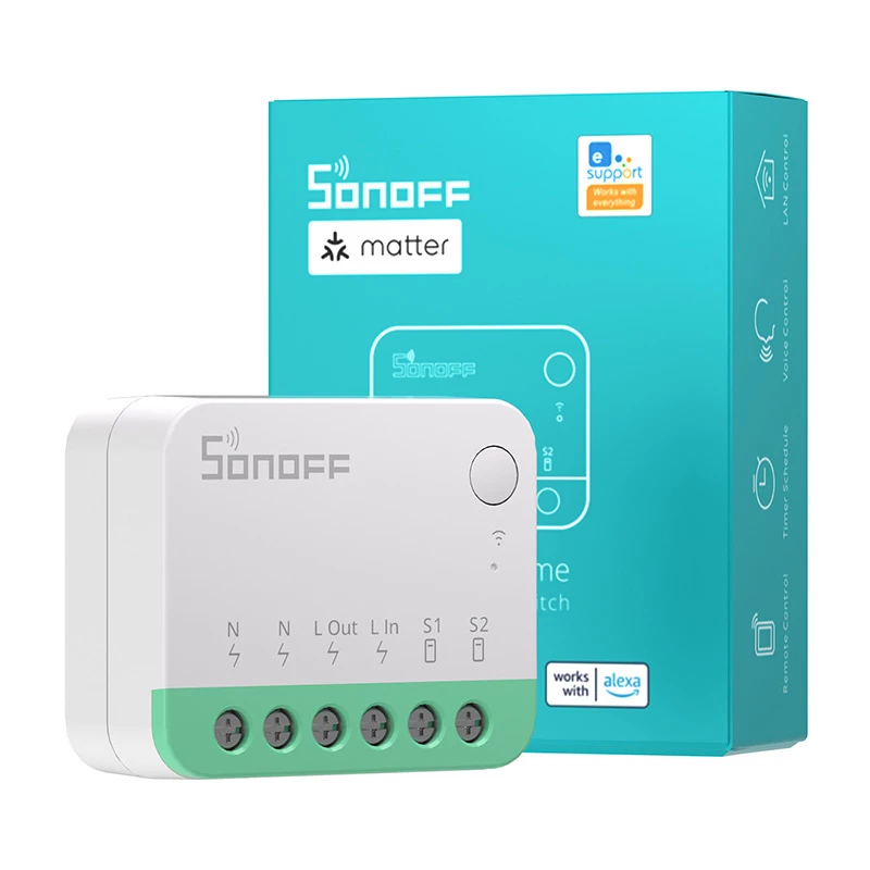 Sonoff MINIR4M Interruptor mini inteligente Wi-Fi Matter (HomeKit, SmartThings, Home Assistant).